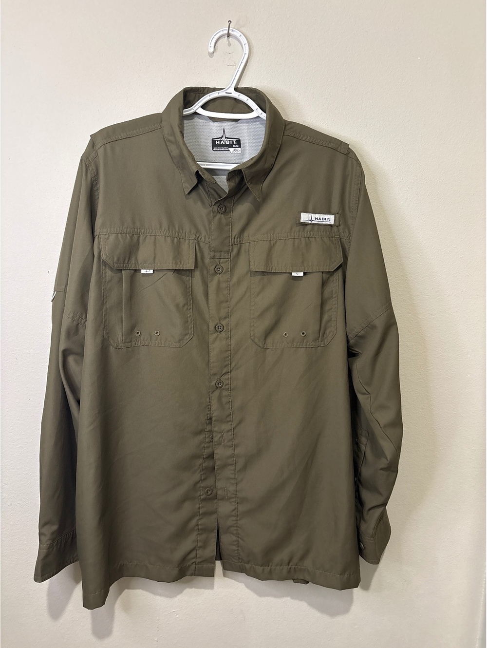 Habit Men's Long Sleeve Fishing Shirt in Crocodile Green, Size M/M